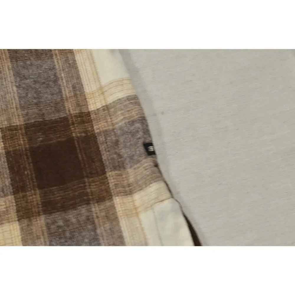 Banana Republic Men's Brown Plaid Flannel Button Shirt Jacket Size XL Polyester